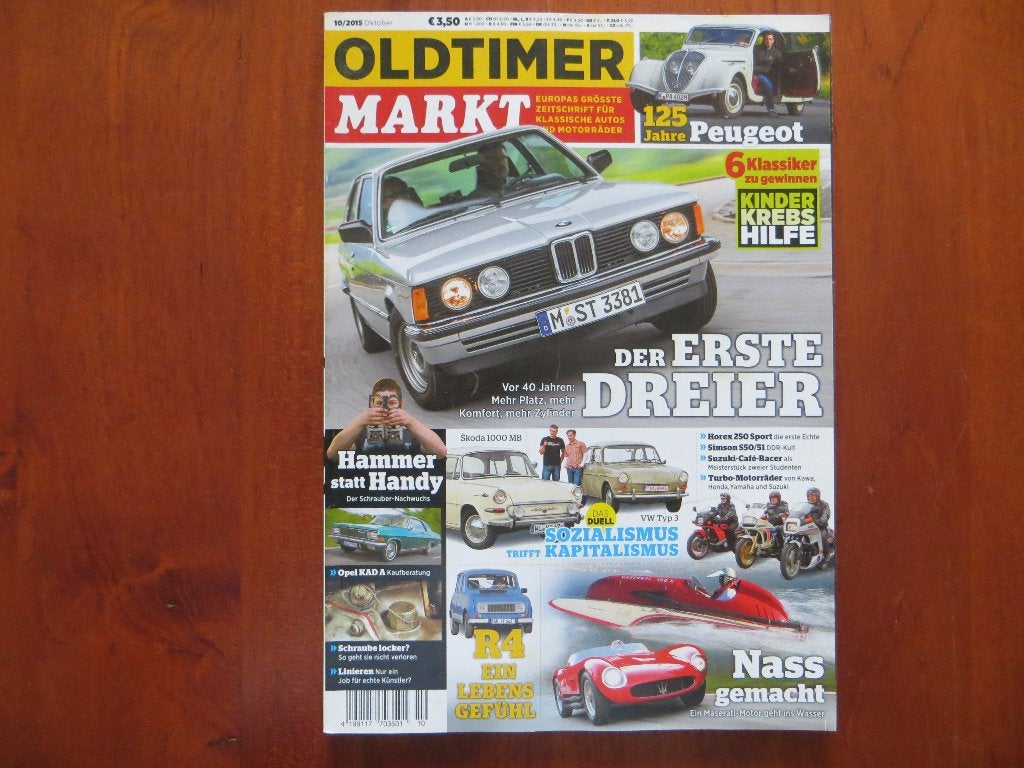 Oldtimer Markt 10 2015: 125 jaar Peugeot, BMW 3 serie E21, Boeken, Auto's | Folders en Tijdschriften, Ophalen of Verzenden, Nieuw