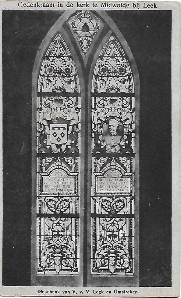 Oude gelopen ansichtkaart  Gedenkraam kerk Midwolde bij Leek, Ophalen of Verzenden, 1920 tot 1940, Gelopen
