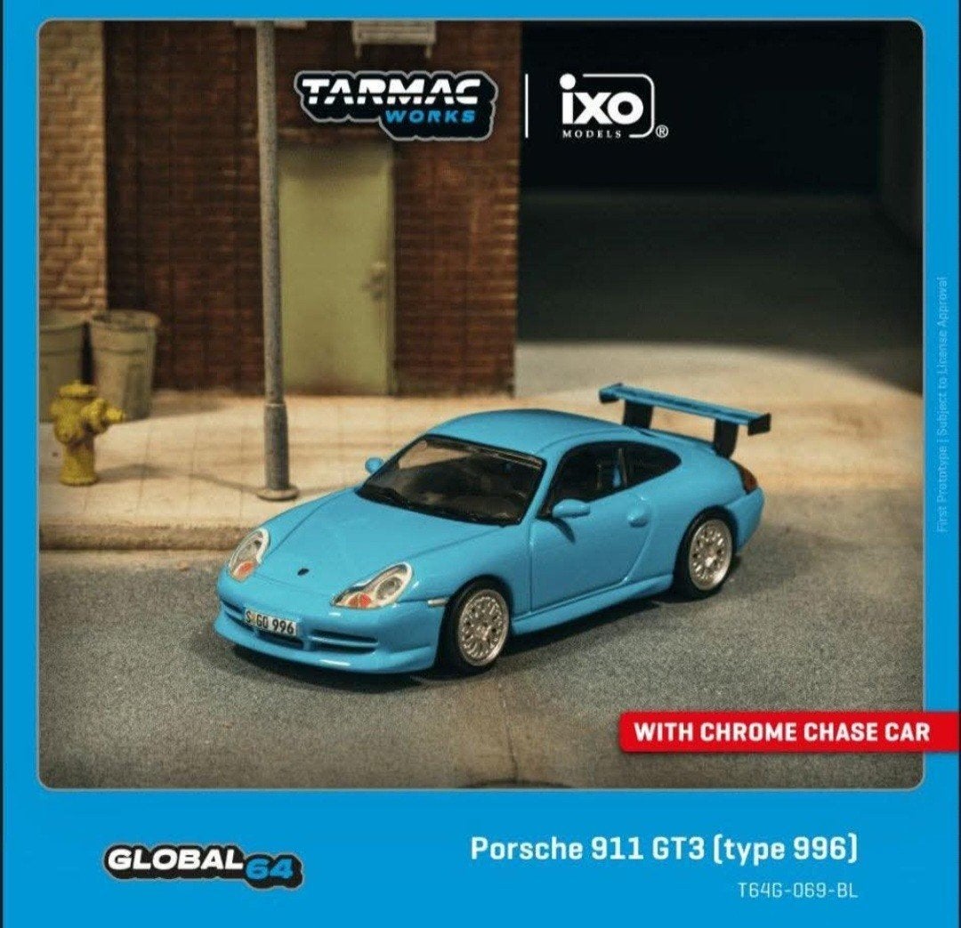 Tarmac – Porsche 911 GT3 (type 996, light blue, Hobby en Vrije tijd, Mymodelcar@outlook.com, Auto, Tarmac, Ophalen of Verzenden