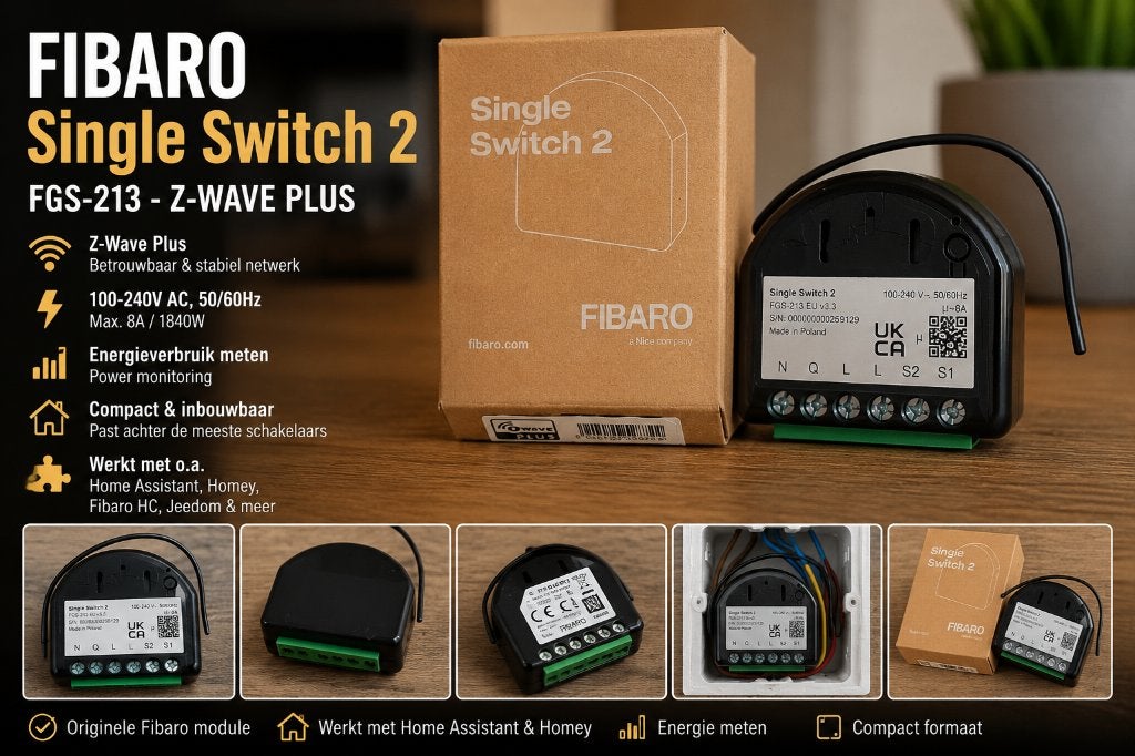 Fibaro Single Switch 2 FGS-213 Z-Wave Plus – Nieuwstaat, Hobby en Vrije tijd, Elektronica-componenten, Ophalen of Verzenden, Zo goed als nieuw