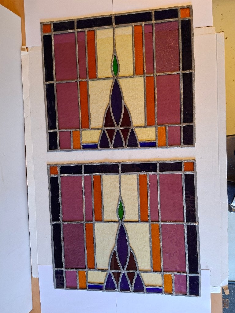 2 oude glas en lood ramen, Antiek en Kunst, Ophalen