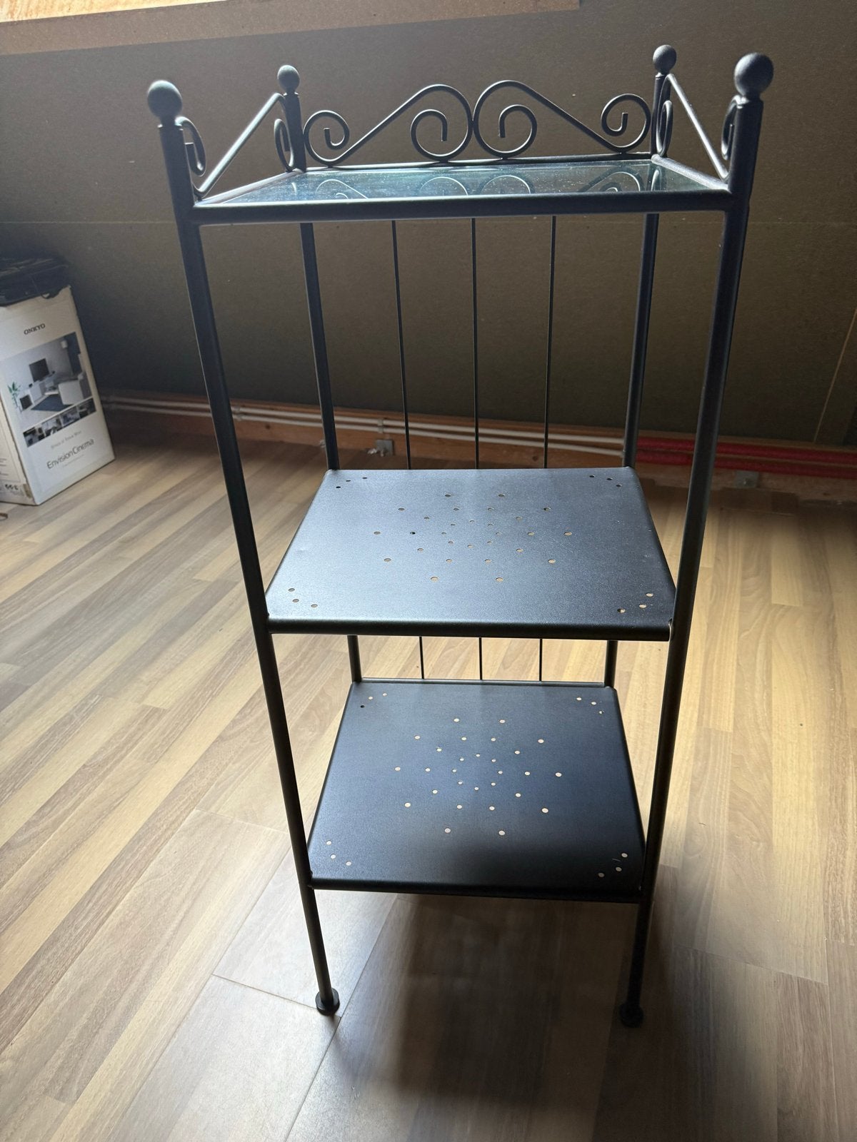 Zwart metalen rekje met glasplaat ikea, Ophalen, Gebruikt