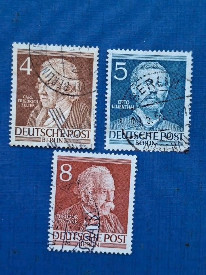 Postzegel Berlijn 1952 3 zegels Historische Mannen 28-07, Ophalen of Verzenden, BRD, Gestempeld