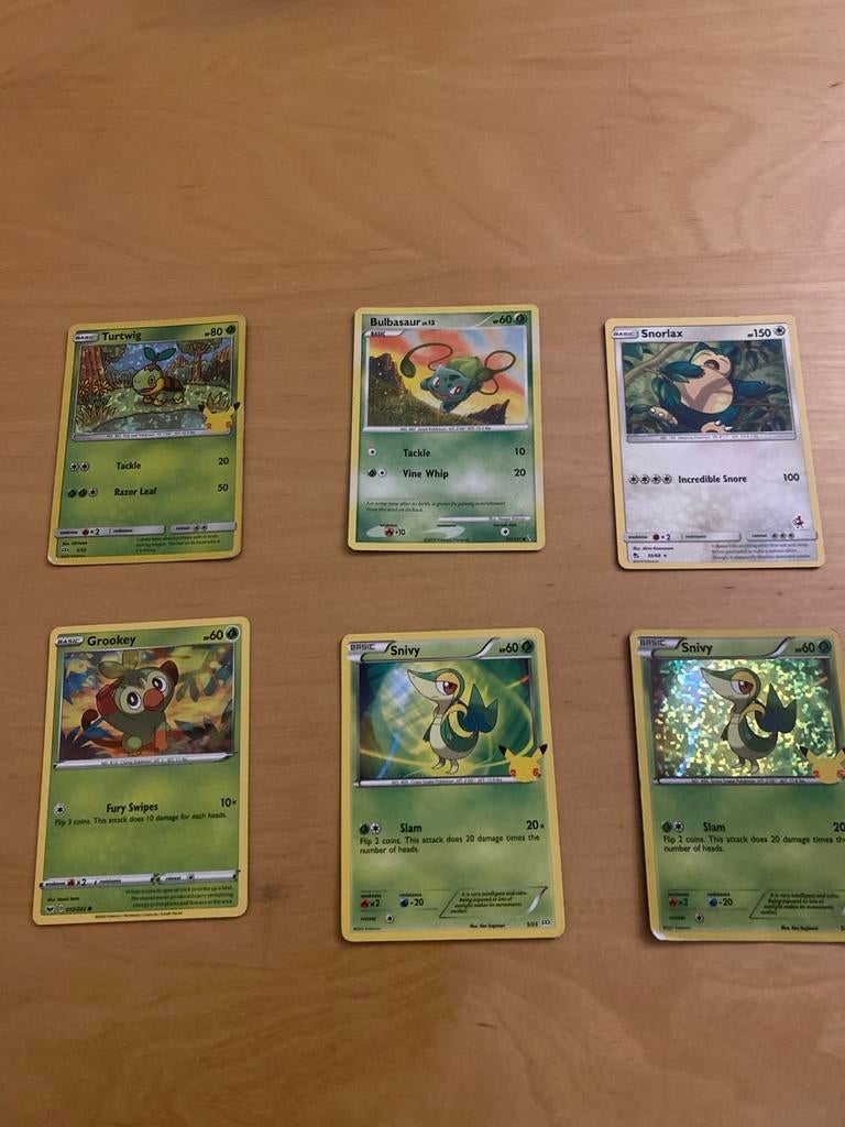 Pokémon Kaarten Set - Turtwig, Bulbasaur, Snorlax, Grookey, Verzenden, Zo goed als nieuw, Meerdere kaarten