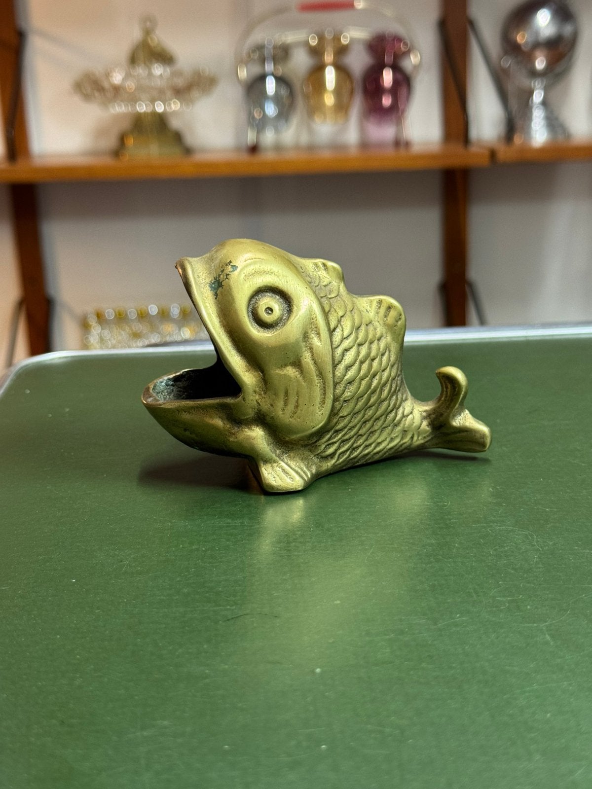 Vintage Messing Vis Asbak Ashtray mid century design 1950’s, Ophalen of Verzenden, Zo goed als nieuw, Asbak