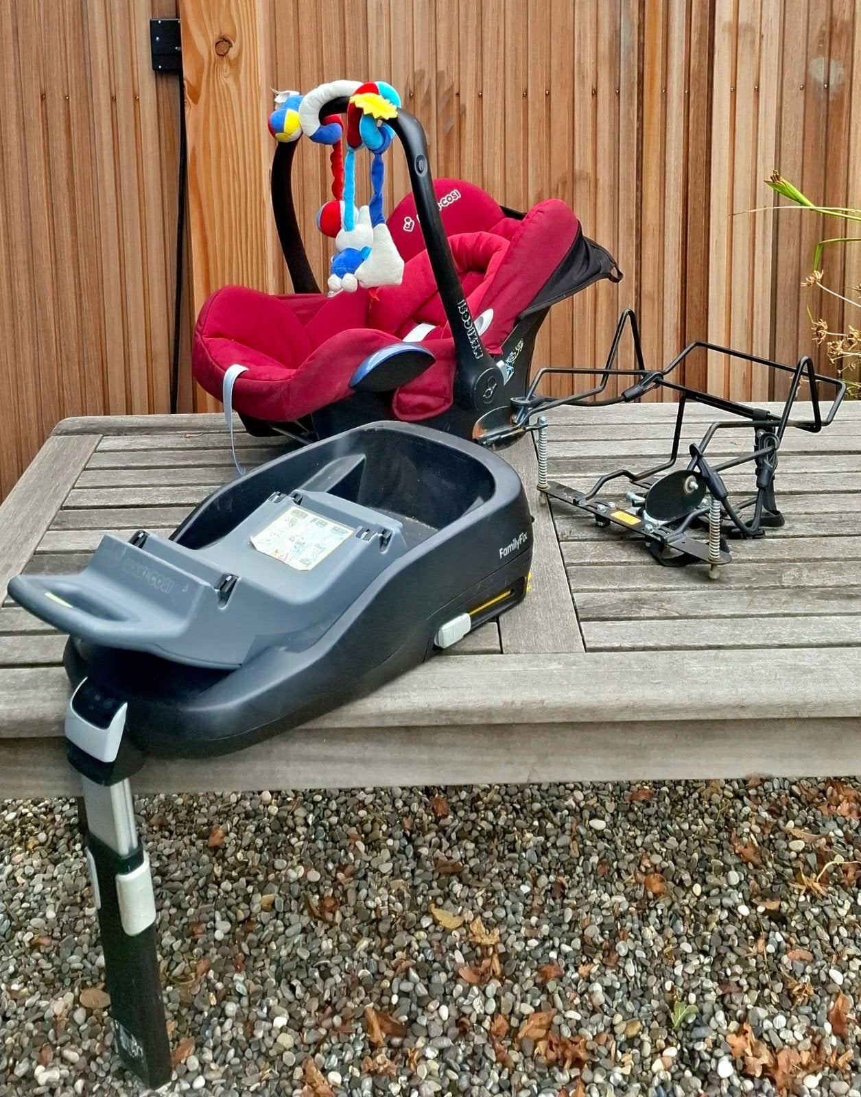 Maxi-Cosi Autostoeltje + FamilyFix Base + Steco fietsdrager, Ophalen, Gebruikt, Isofix, 0 t/m 13 kg