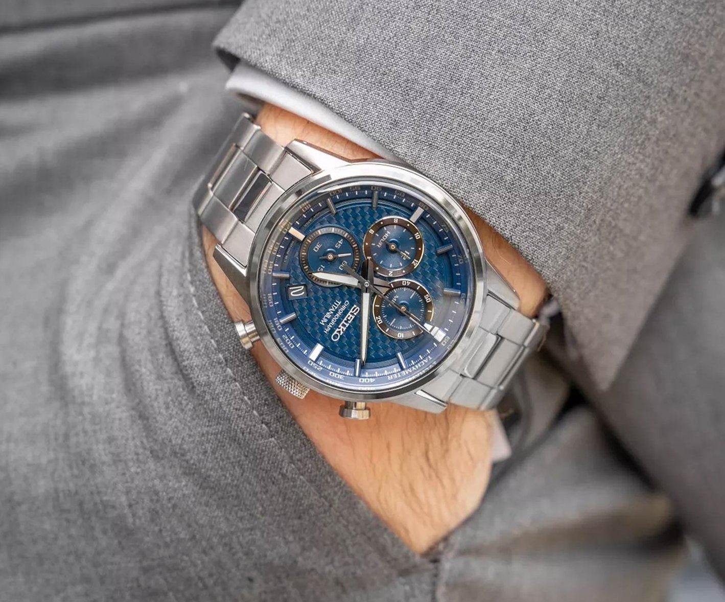 Seiko Heren Horloge Titanium SSB387P1 - Zo goed als nieuw, Sieraden, Tassen en Uiterlijk, Horloges | Heren, Polshorloge, Overige materialen