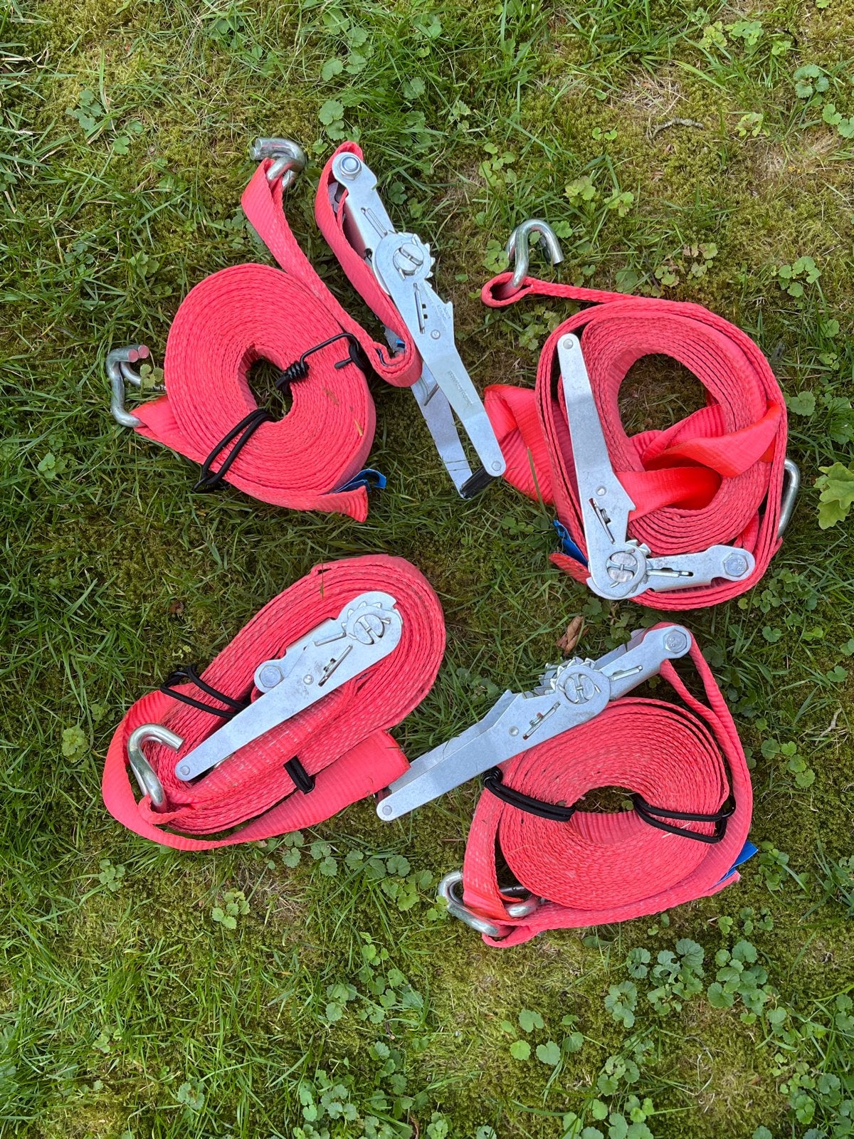 4 Jumbo Heavy Duty Spanbanden 9m/50mm met Ratel en J-haken, Auto diversen, Ophalen of Verzenden, Nieuw