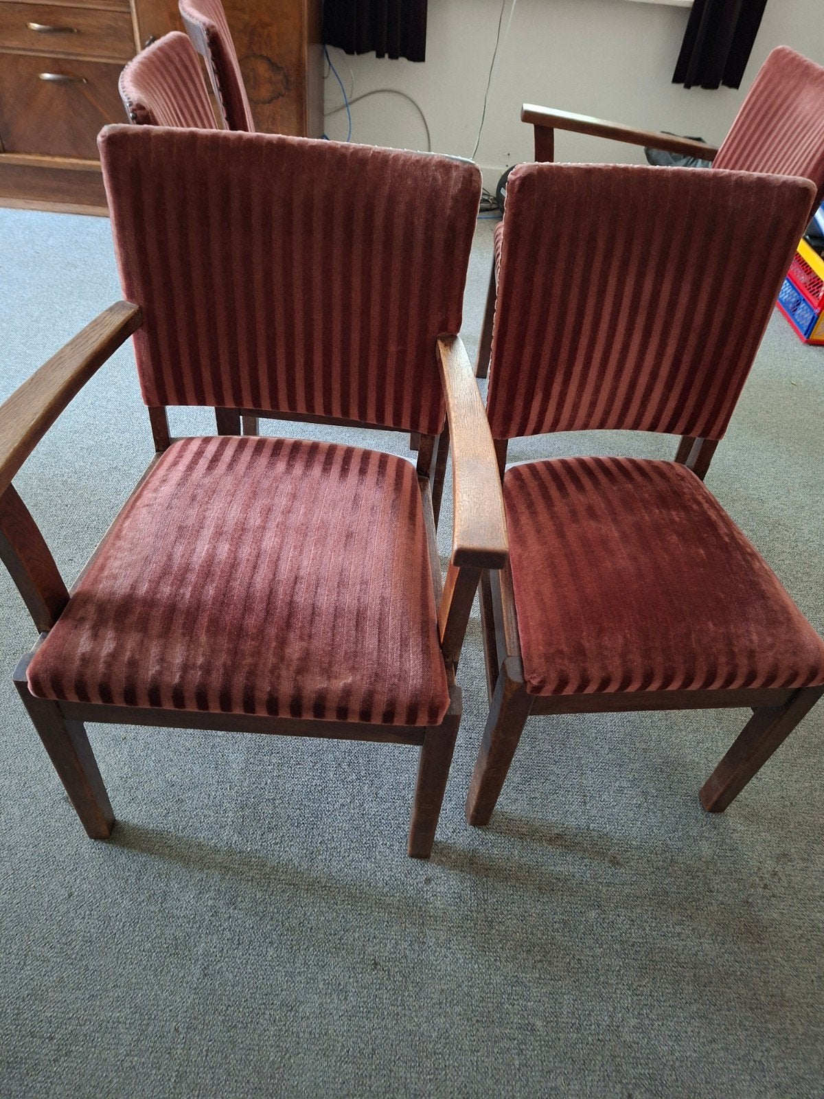 6 eetkamerstoelen GRATIS, Ophalen, Gebruikt, Stof, Vijf, Zes of meer stoelen