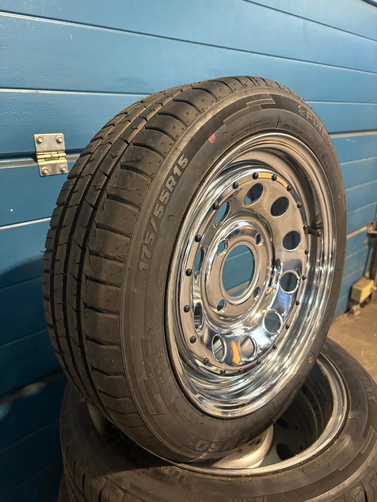 Volkswagen Ruska Super Buggy 15 inch breedset met Banden, Auto-onderdelen, Ophalen, Gebruikt, 15 inch, Banden en Velgen
