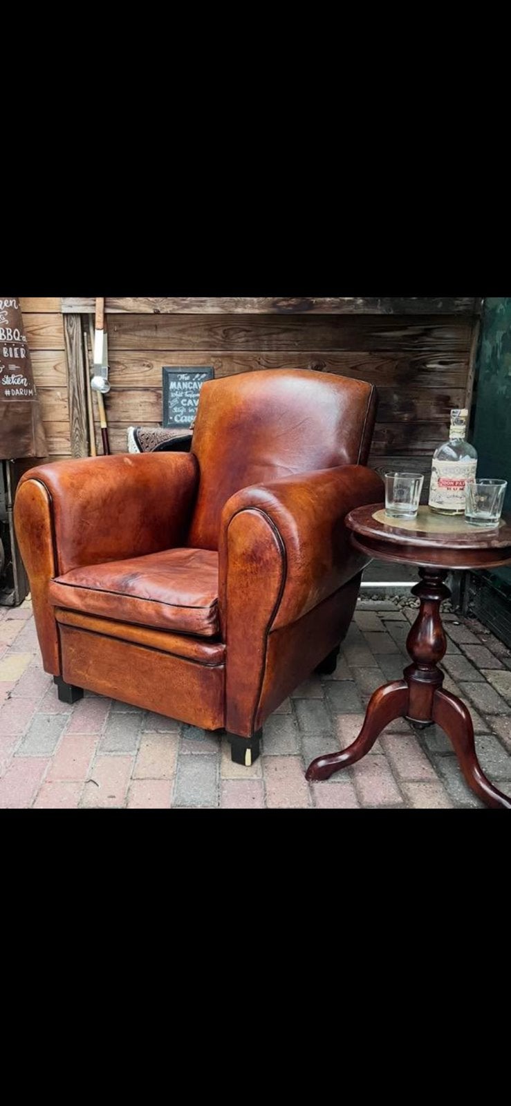 Schapenleren clubfauteuil, Huis en Inrichting, Fauteuils, Ophalen of Verzenden, Zo goed als nieuw, 75 tot 100 cm, Leer