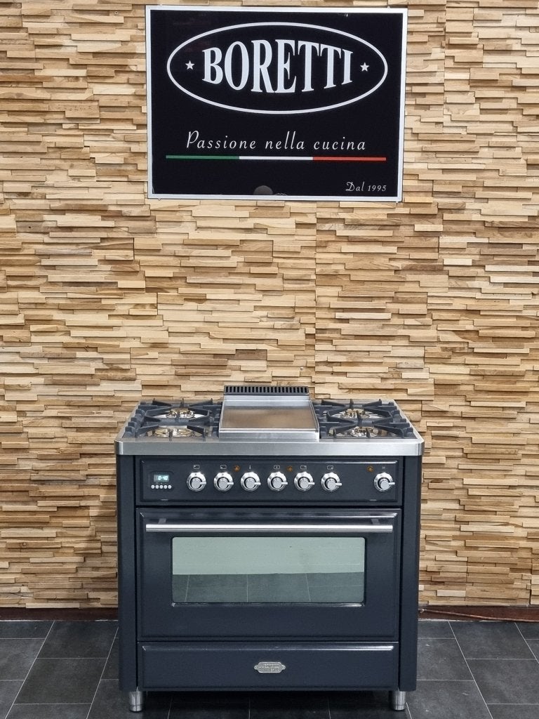 🔥Luxe Fornuis Boretti Majestic 90cm antraciet GASOVEN, Witgoed en Apparatuur, Niet ingevuld, 60 cm of meer, Niet ingevuld, Ophalen of Verzenden