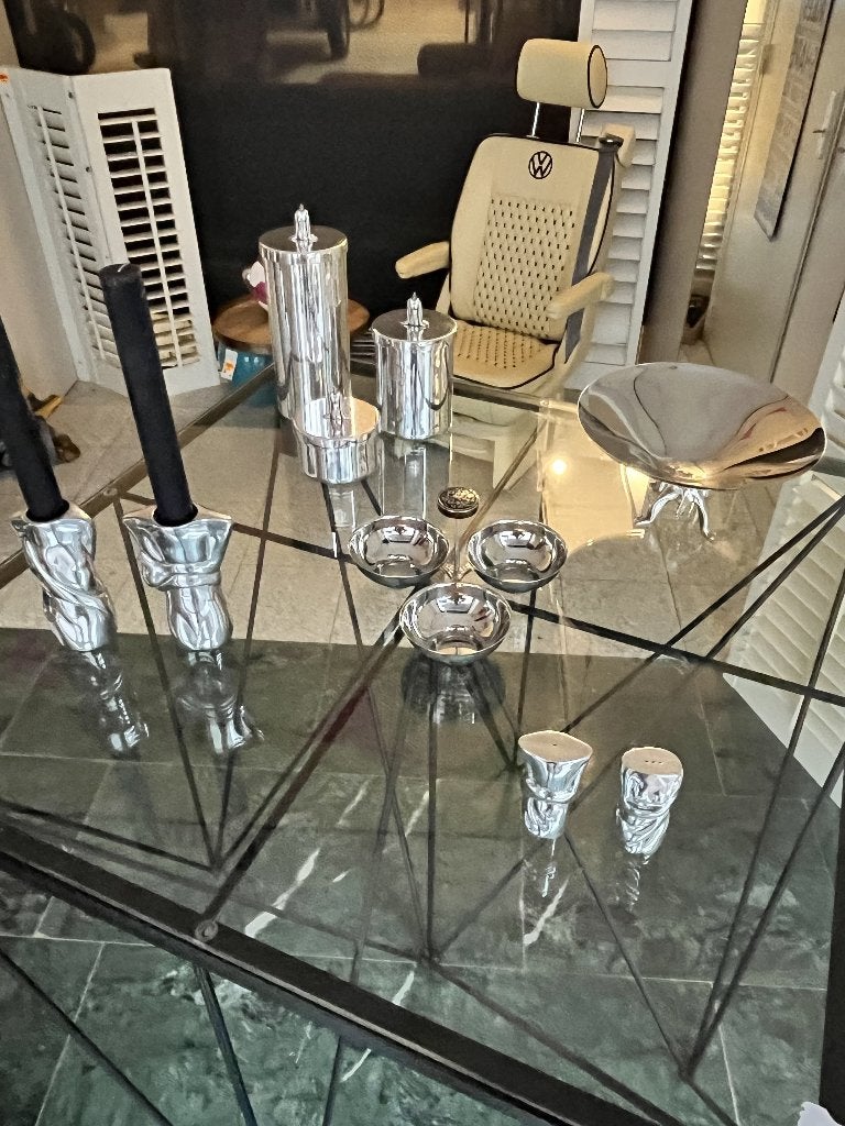 Set Carrol Boyes - Centerpiece, M/F Torso Set & Kandelaars, Zilver, Ophalen of Verzenden, Handgemaakt, Metaal