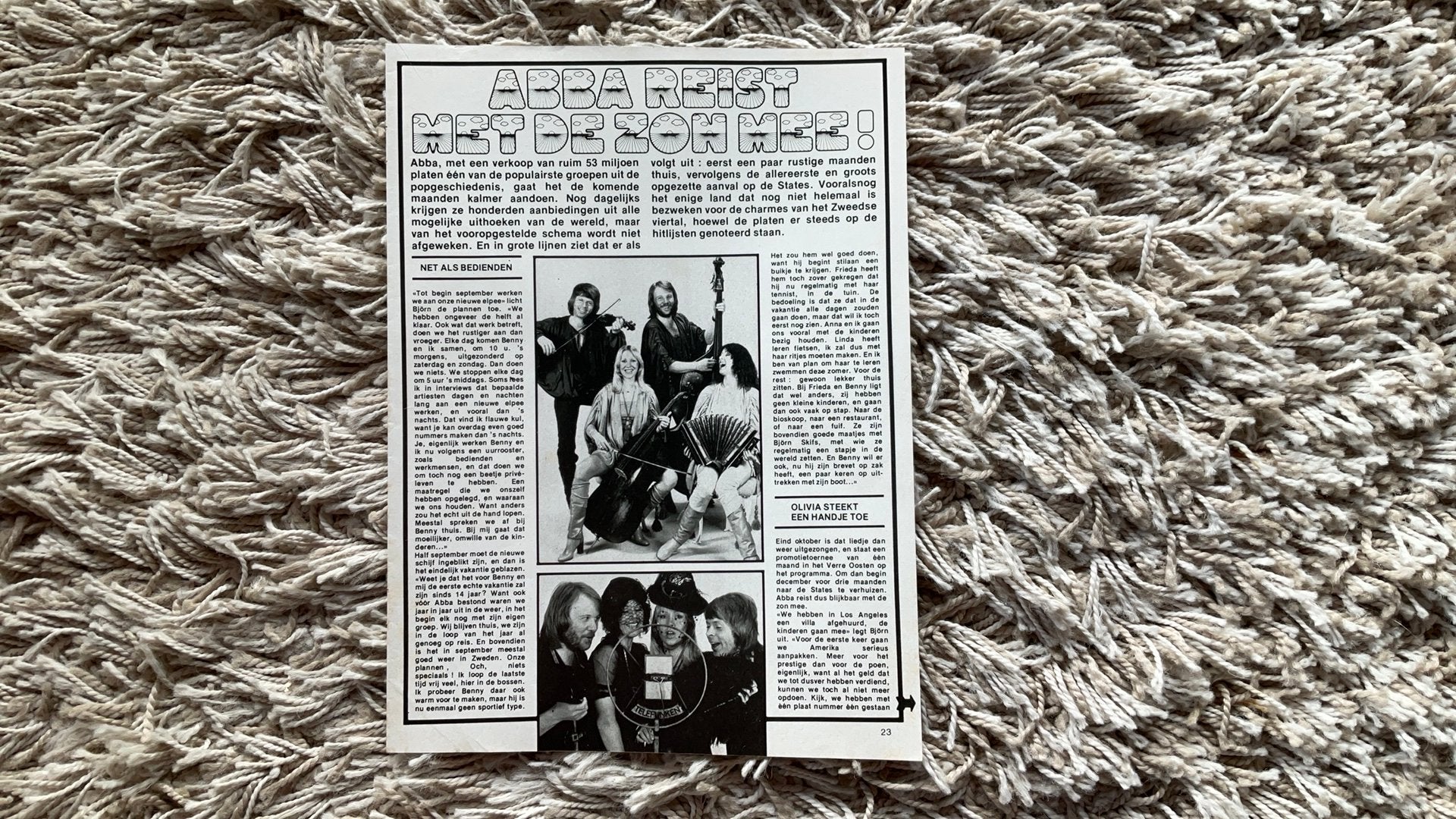 Joepie ABBA Artikel 3 Blz., Verzamelen, Ophalen of Verzenden, Zo goed als nieuw, Boek, Tijdschrift of Artikel