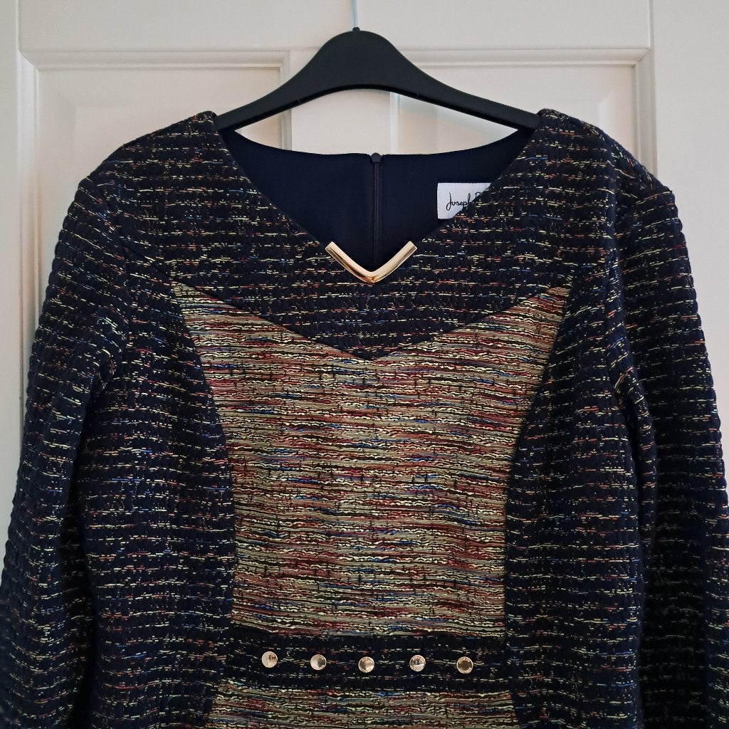 Joseph Ribkoff prachtige blauw /gouden jurk maat 44 nr 50397, Kleding | Dames, Joseph Ribkoff, Blauw, ., Maat 42/44 (L)