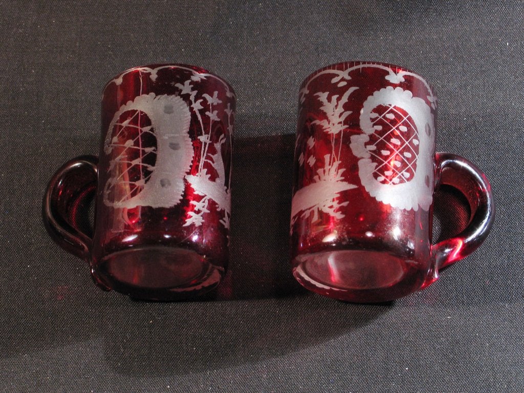 Twee huwelijksbekertjes antiek glas Biedermeyer 1825. 1010, Antiek en Kunst, Ophalen of Verzenden