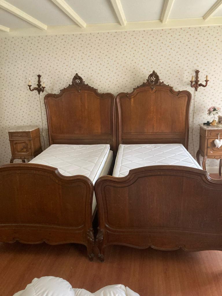 Antiek Frans lits jumeaux bed incl. matrassen en toppers, Ophalen