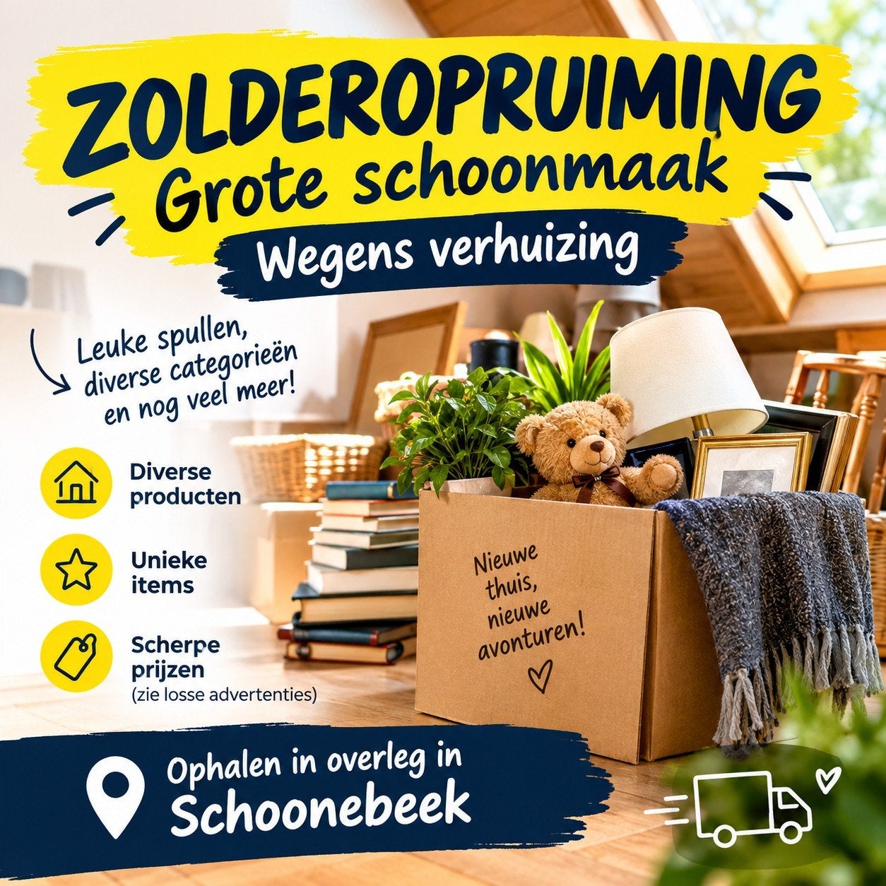Zolderopruiming: Wegens verhuizing te koop, Ophalen, Gebruikt