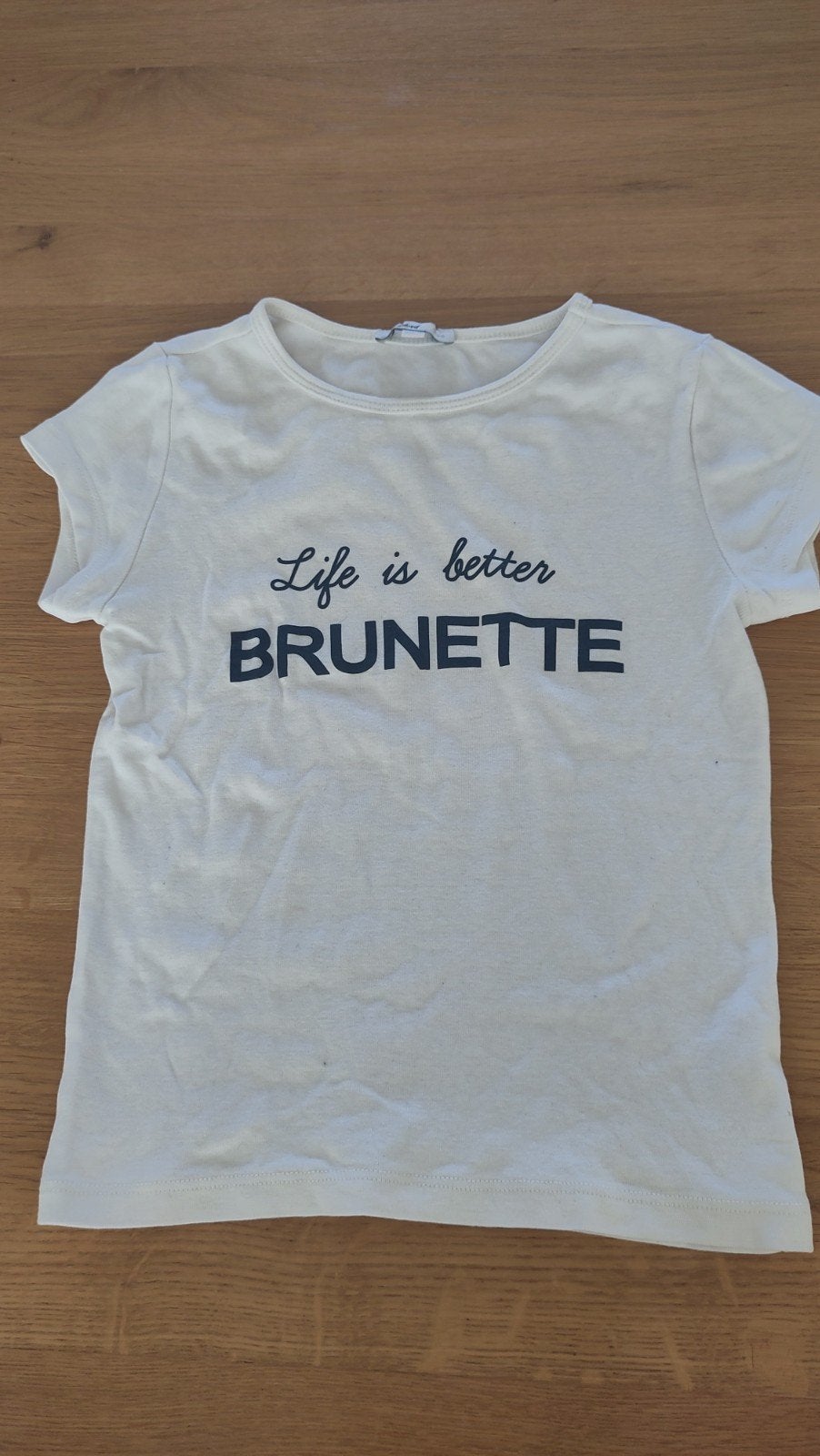 Subdued T-shirt "Life is better Brunette" - Maat XS, Ophalen, Wit, Korte mouw, Maat 34 (XS) of kleiner