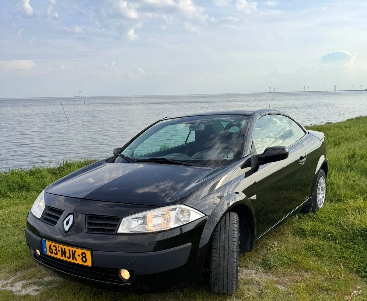 Renault Mégane 1.6 16V Autcom Cabrio Euro4 2004 Zwart, Auto's, Renault, Voorwielaandrijving, 1295 kg, 4 cilinders, Cabriolet