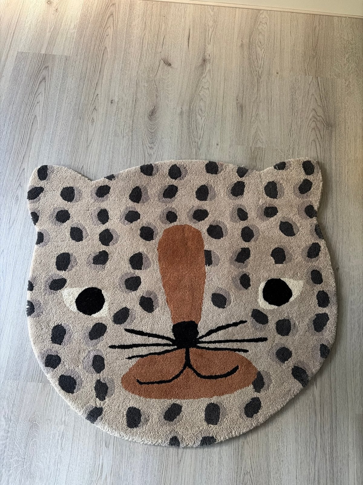 Oyoy Mini luipaard vloerkleed 80% wol, Ophalen, Beige, 50 tot 100 cm, Zo goed als nieuw