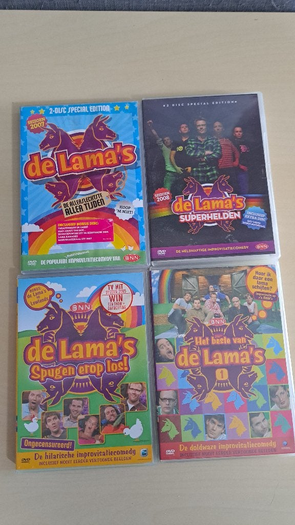 4x De Lama's Dvd's - setprijs, Stand-up of Theatershow, Alle leeftijden, Zo goed als nieuw, Ophalen of Verzenden