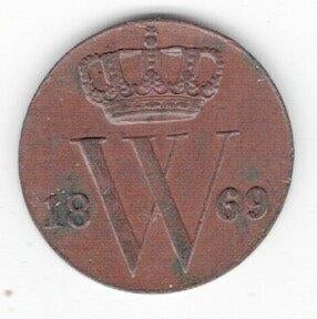 26-850 Nederland 1/2 cent 1869, Postzegels en Munten, Munten | Nederland, Ophalen of Verzenden, Koning Willem III, Overige waardes