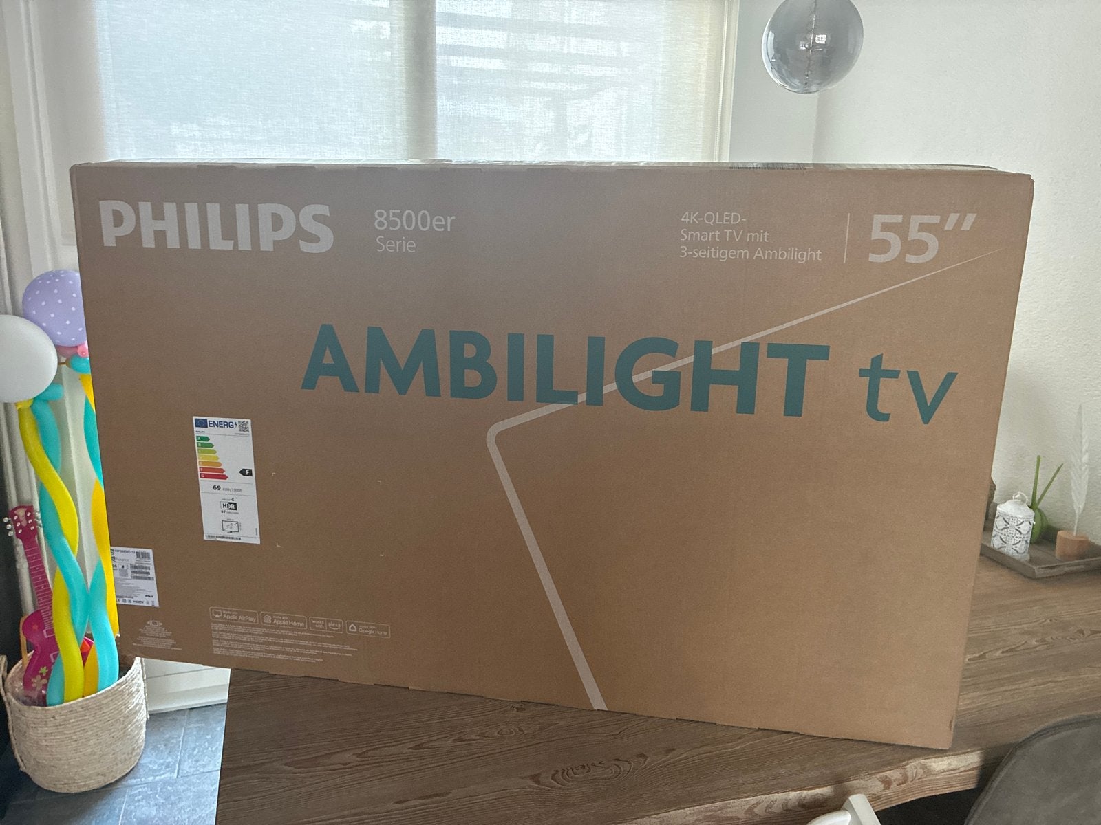 Philips 55 inch 4K QLED Ambilight Smart TV met garantie, Ophalen, Philips, QLED, 50 Hz