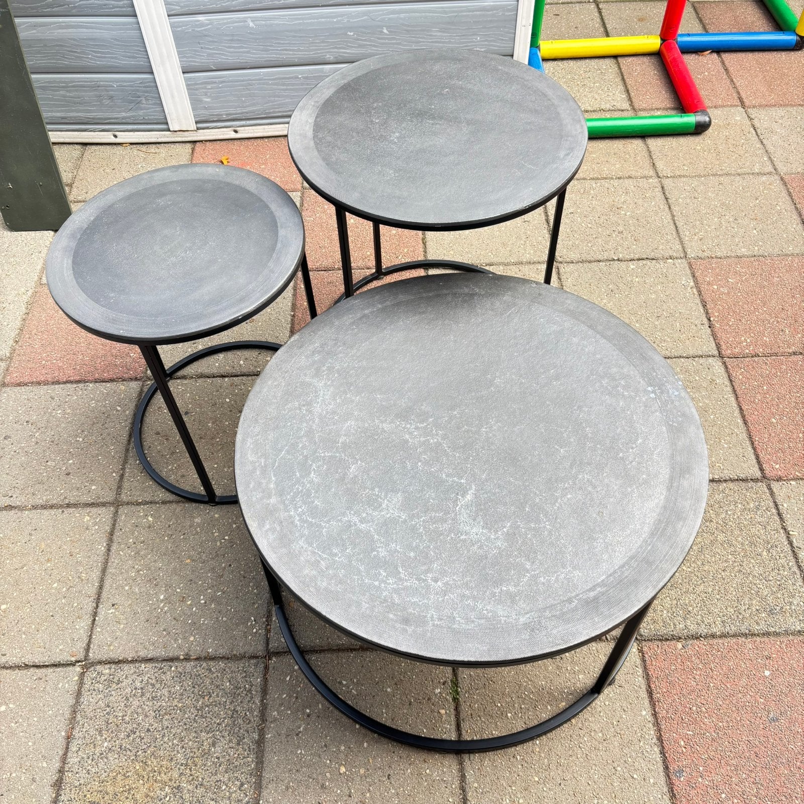 Industrieel tafel  3 stuks, Ophalen, Zo goed als nieuw, Rechthoekig, 50 tot 100 cm
