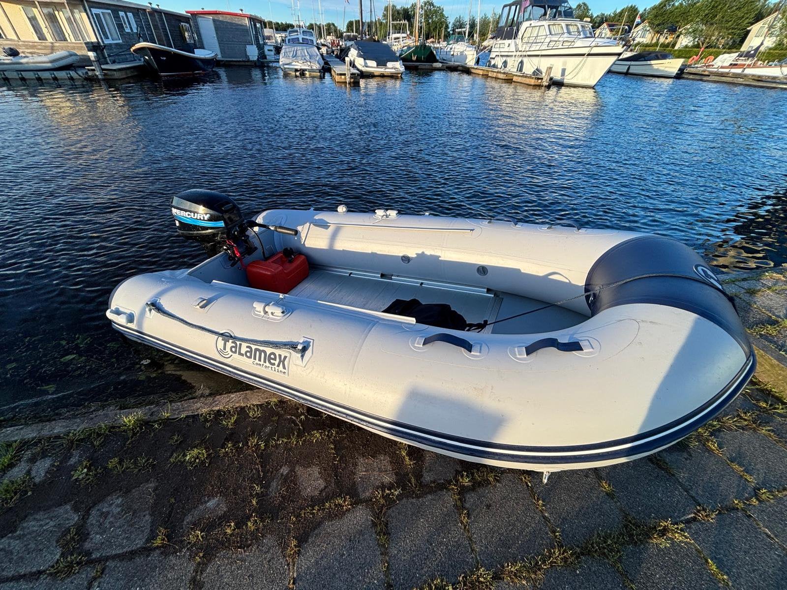 Talamex TLX 300 rubberboot met Mercury 3.5 PK buitenboordmot, Zo goed als nieuw, Ophalen, Afdekzeil, Talamex
