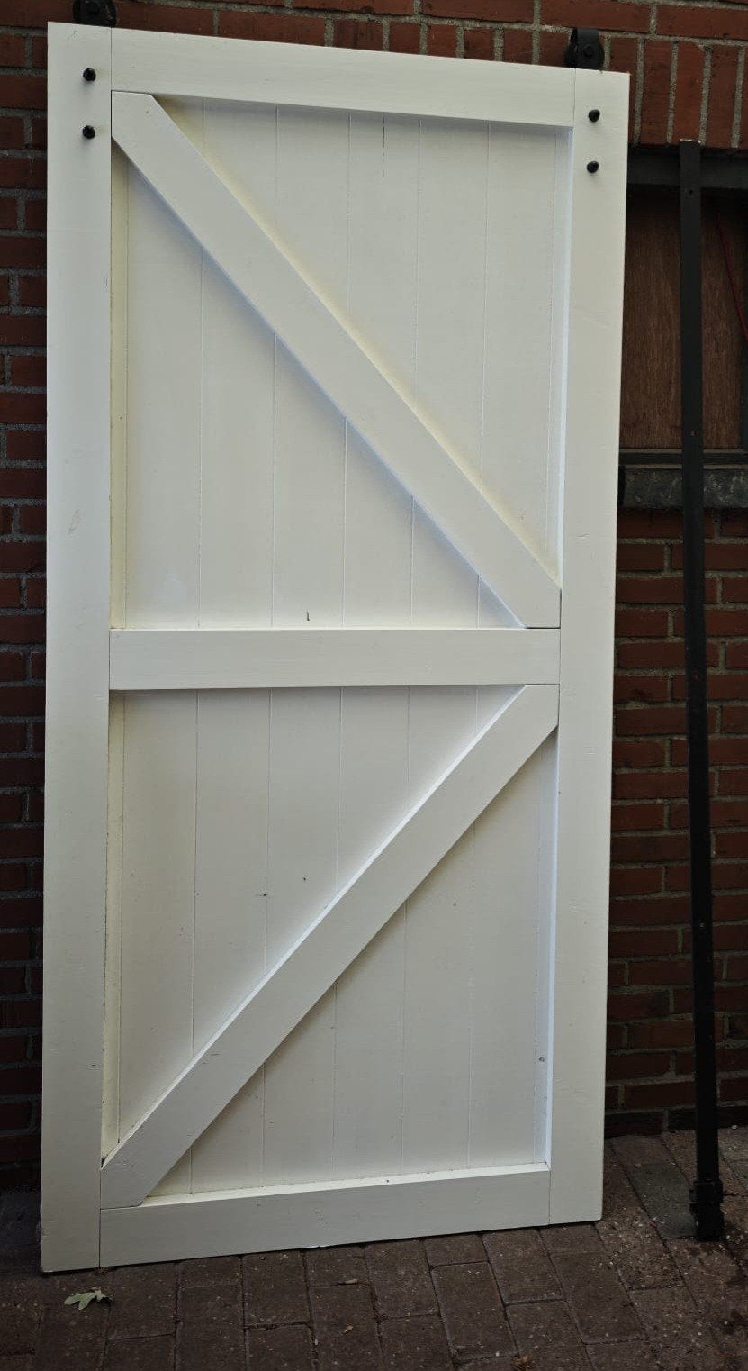 Witte schuifdeur 99x206cm met ophangsysteem, Ophalen