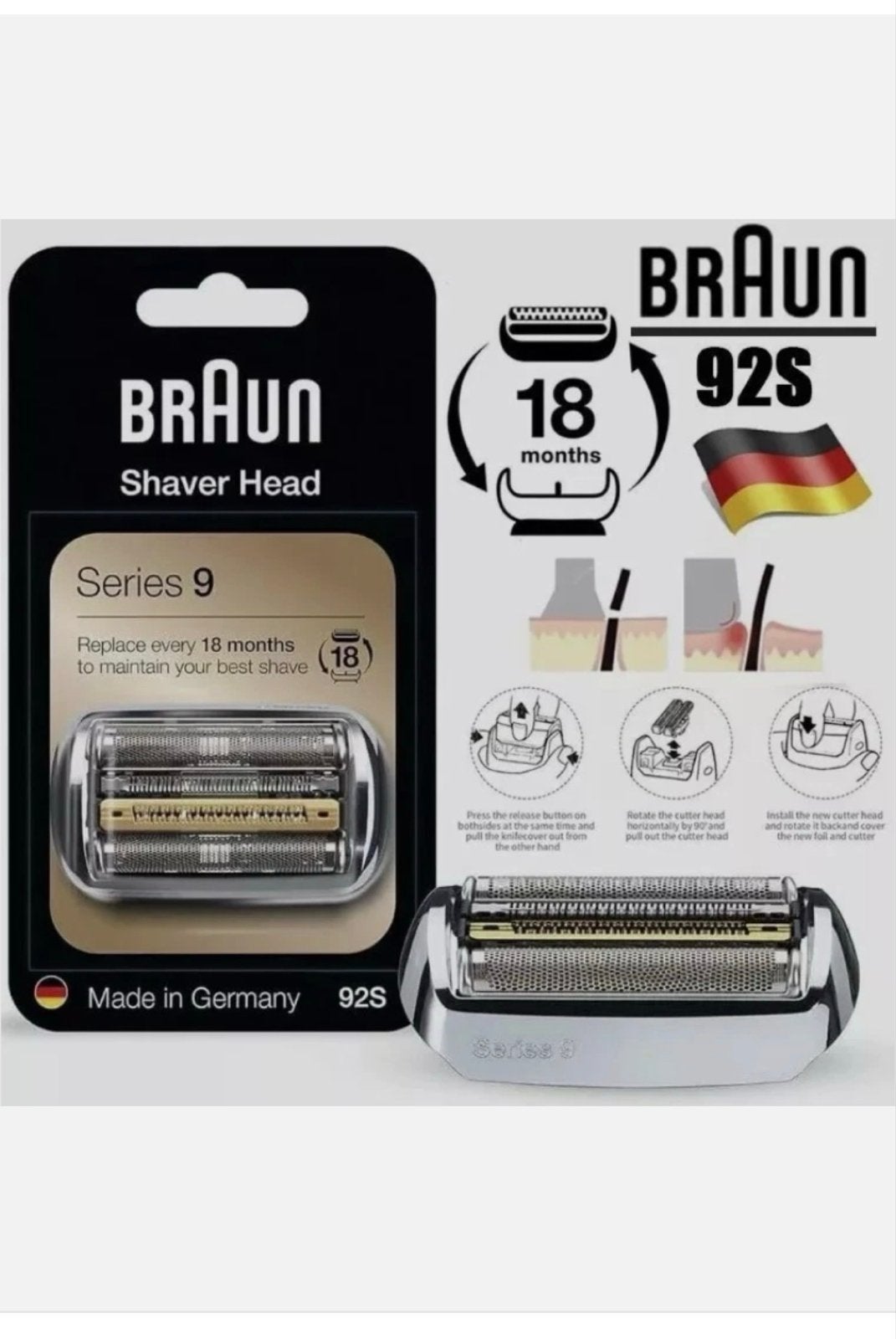 Braun Series 9 Scheerhoofd 92S - Nieuw in verpakking, Ophalen of Verzenden, Nieuw, Scheren en Epileren