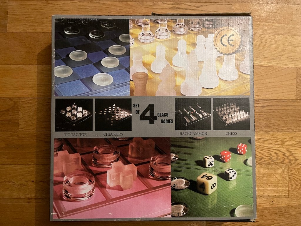 4 spellen glas, Gebruikt, Overige genres, 2 spelers, Ophalen of Verzenden