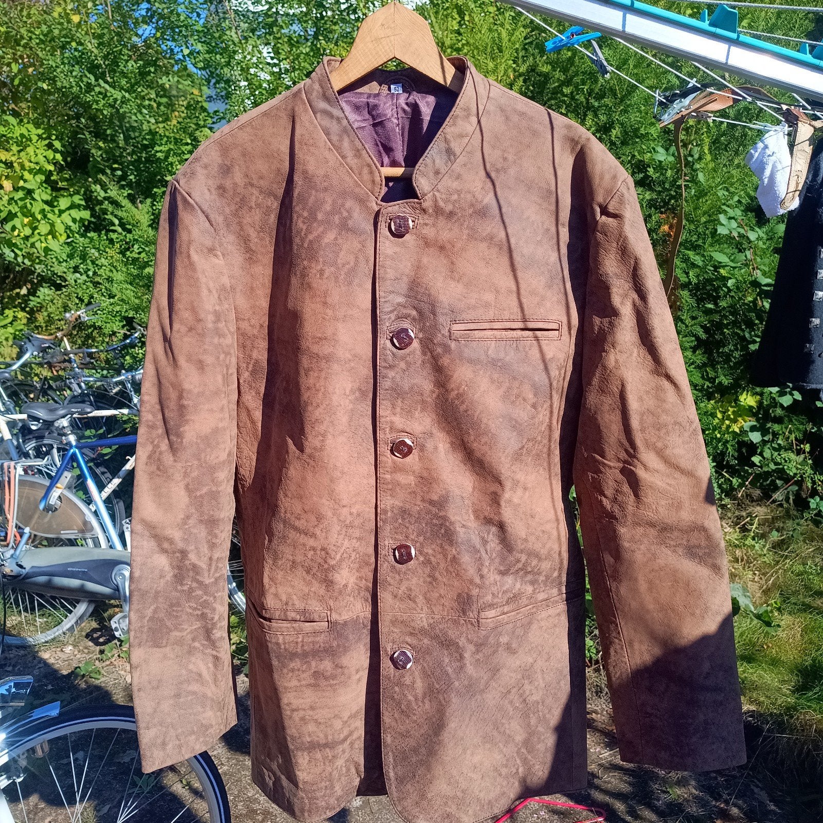 Tiroler 52 trachten janker antiek leer look Oktoberfest, Ophalen of Verzenden, Zo goed als nieuw, Maat 52/54 (L), Overige thema's
