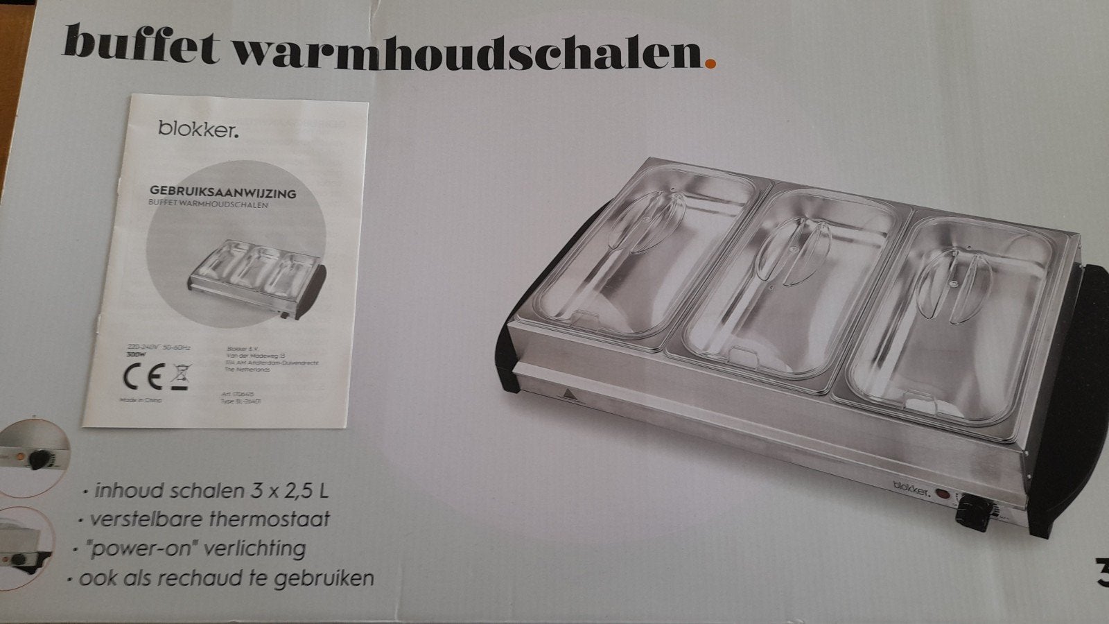Buffet Warmhoudschalen - 3 x 2,5 L, Ophalen, Zo goed als nieuw