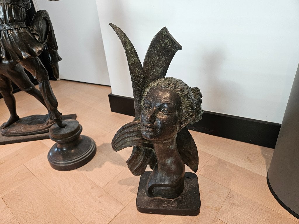 Bronzen beeld vrouwenhoofd A. Delgado, Ophalen, Brons, Beeld, Vrouw
