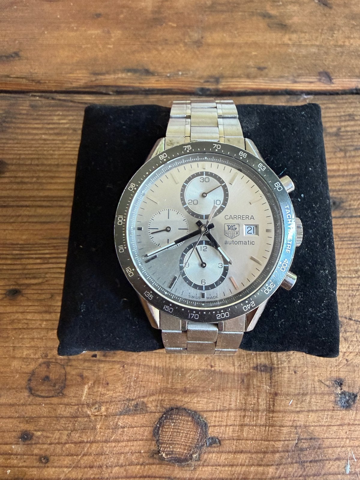 TAG Heuer Carrera Automatic Chronograaf Herenhorloge, Ophalen, Gebruikt, Staal, Polshorloge