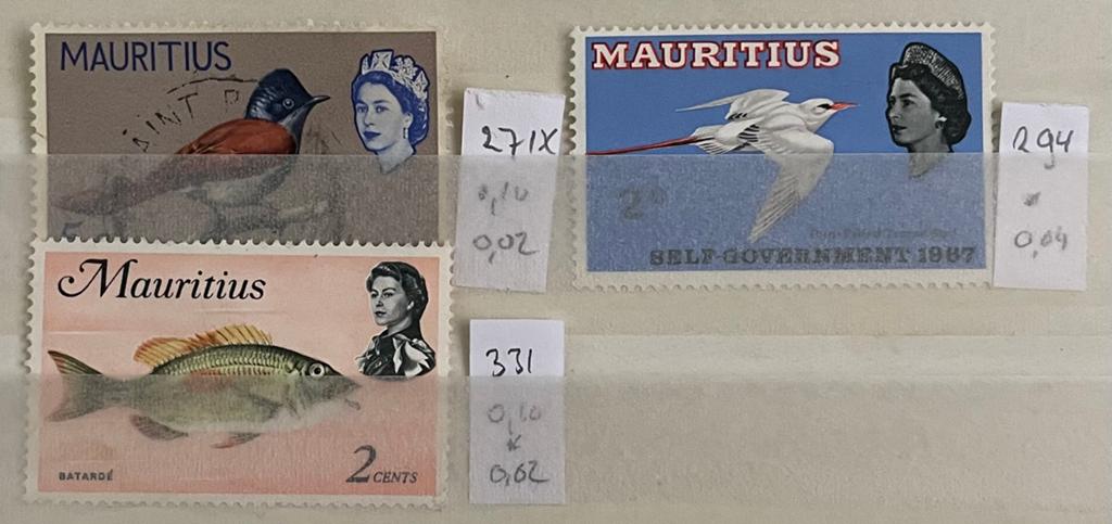 3 postzegels Mauritius; fauna, Ophalen of Verzenden, Dier of Natuur