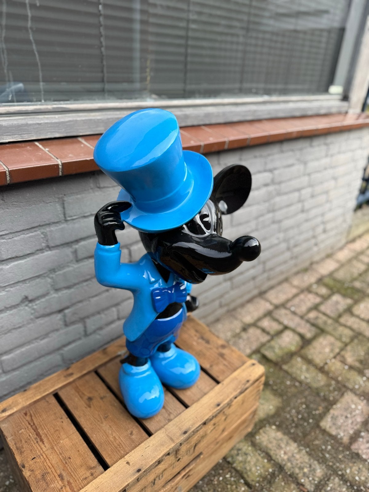 Grote Mickey Mouse beeld met hoge hoed - Blauw/Zwart, Verzamelen, Ophalen, Gebruikt, Fantasy