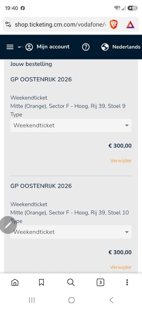 WeekendKaarten f1 oostenrijk 2pers, Tickets en Kaartjes, Twee personen, Juni