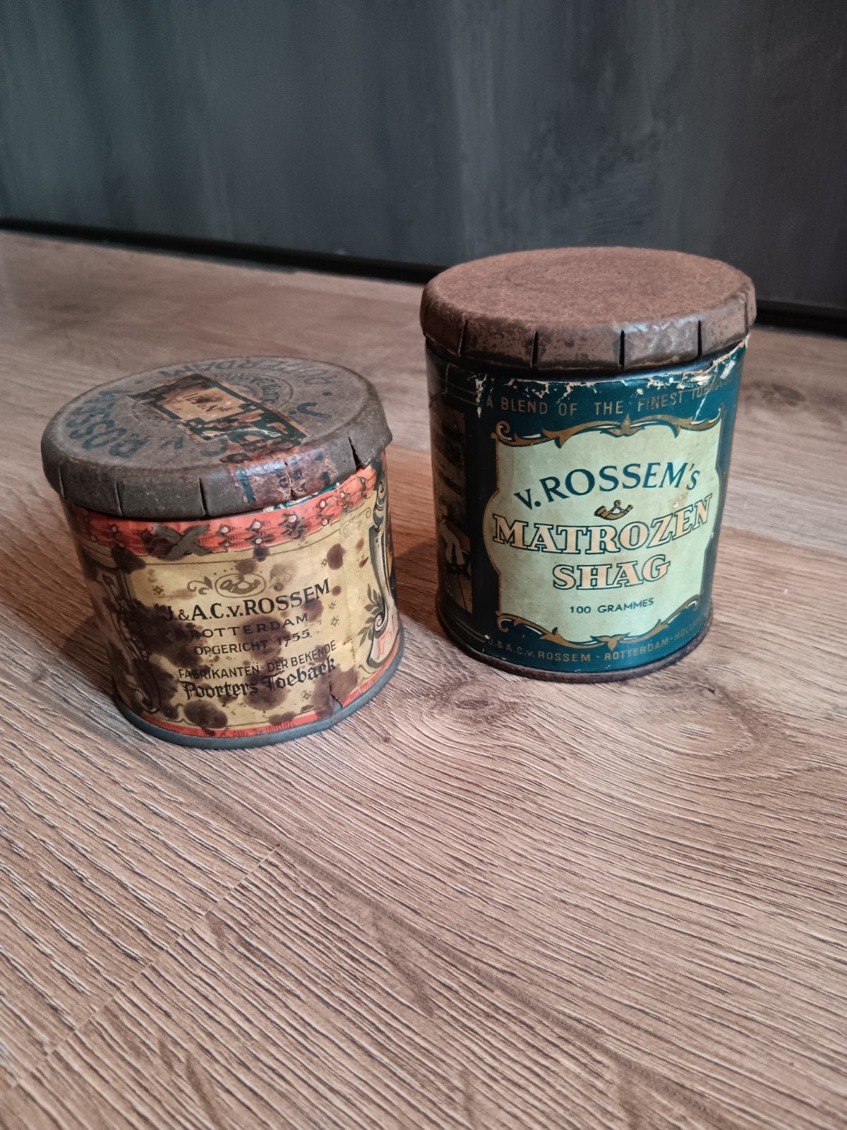 Oude blikken Van Rossem matrozen tabak/shag, Ophalen of Verzenden, Marine, Nederland, Overige typen