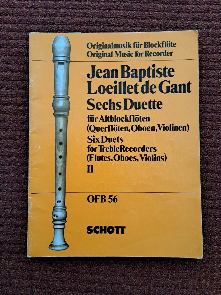 JEAN BAPTISTE LOEILLET DE GANT sechs duette, Gebruikt, Overige genres, Overige soorten, Ophalen of Verzenden
