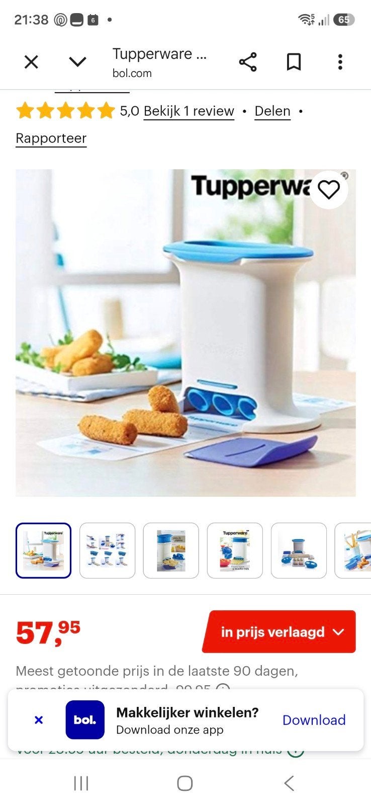 Tupperware keukenhulp krokettenmaker, Ophalen