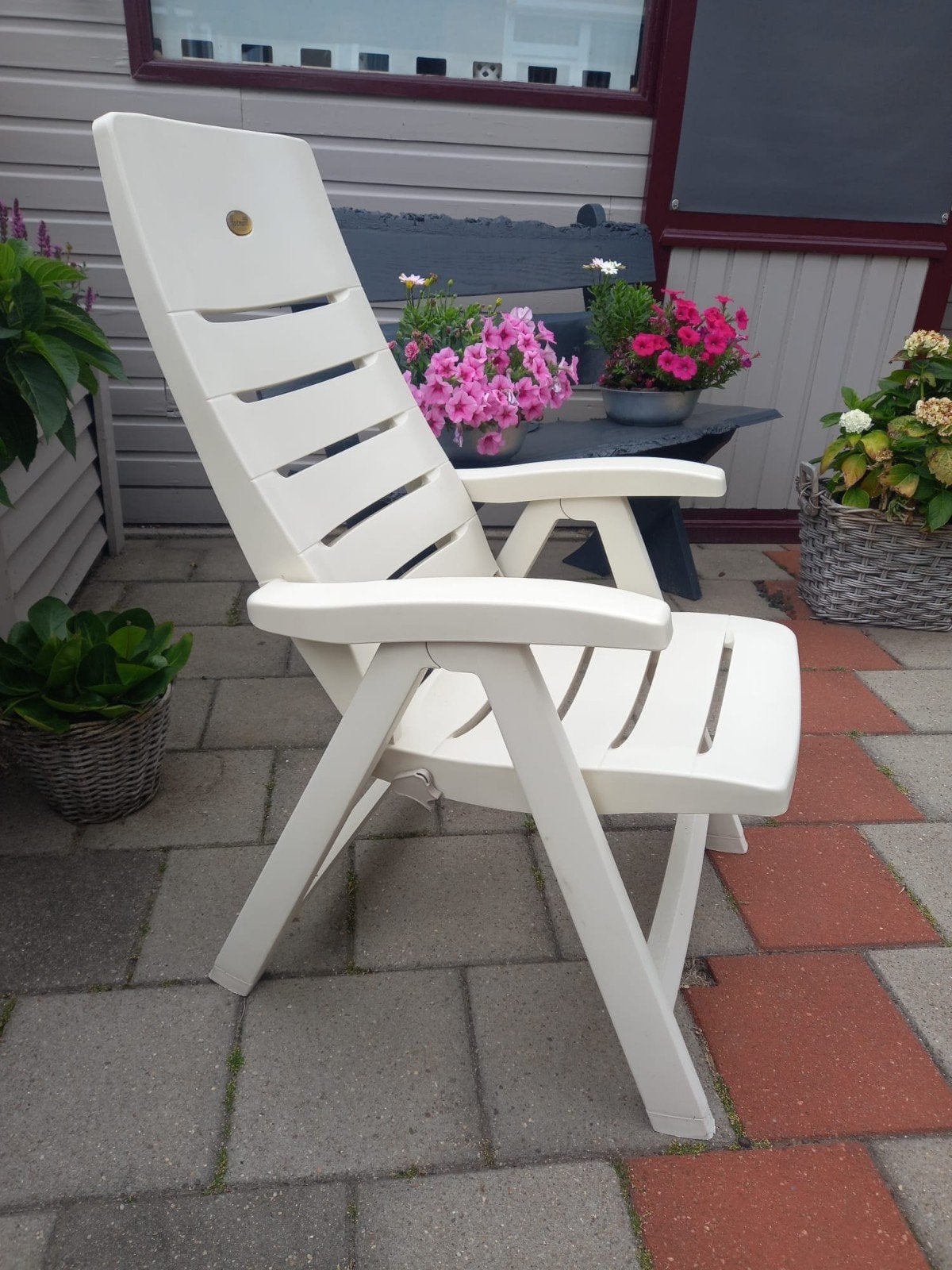 4 Verstelbare hartman tuinstoelen met kussens, Ophalen, Gebruikt, Kunststof, Verstelbaar