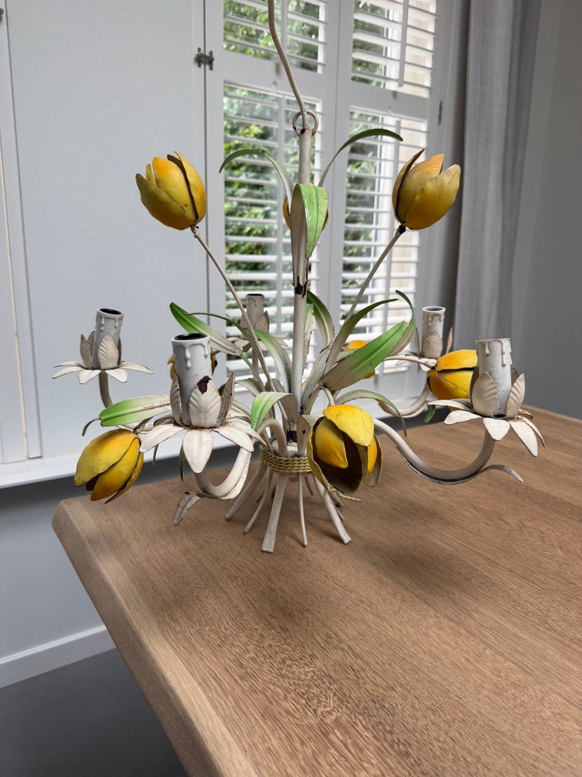 Frans brocante bloemenlamp, Ophalen of Verzenden