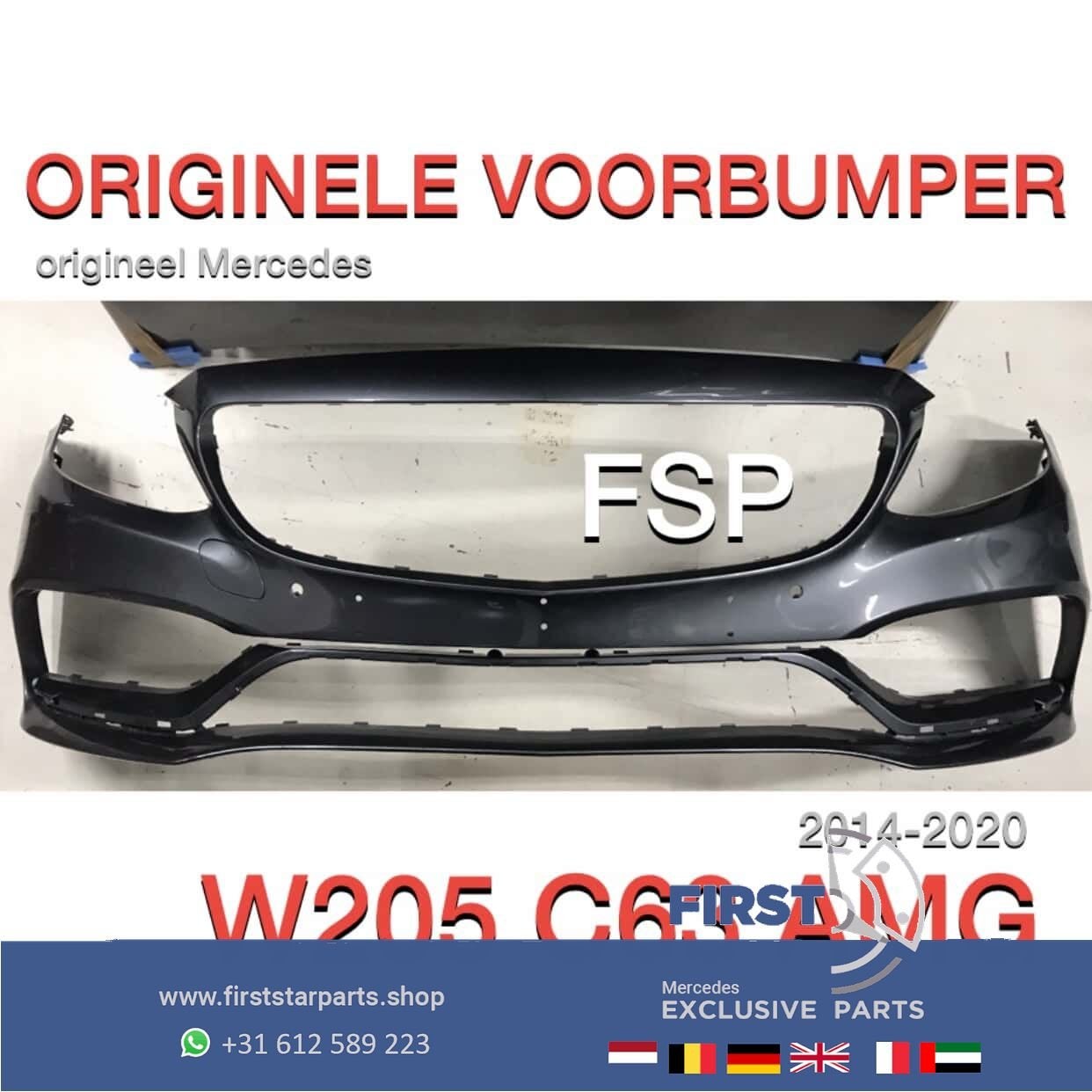 C63 S AMG BUMPER ZWART WIT GRIJS BLAUW ROOD Mercedes C Klass, -, Voor, Ophalen of Verzenden, Bumper