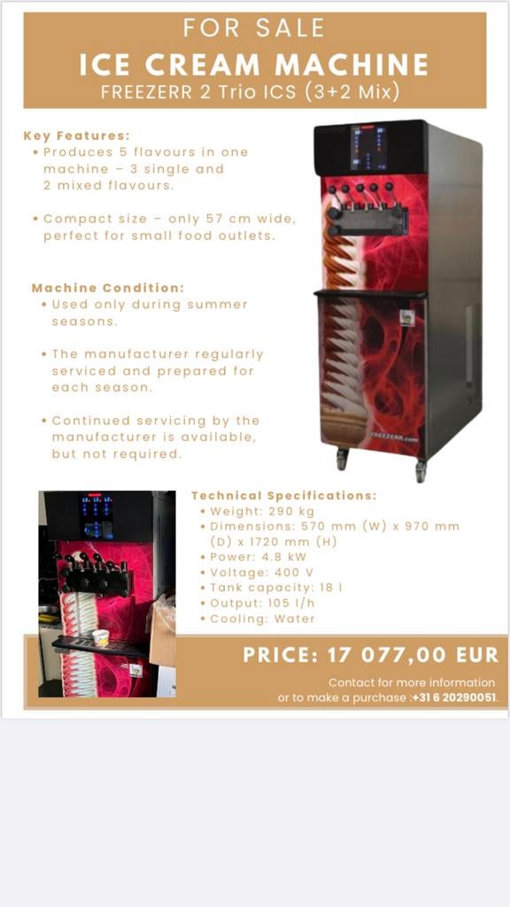 Professionele IJsmachine 2 Trio ICS (3+2 Mix), Ophalen, Gebruikt, Zelfvriezend