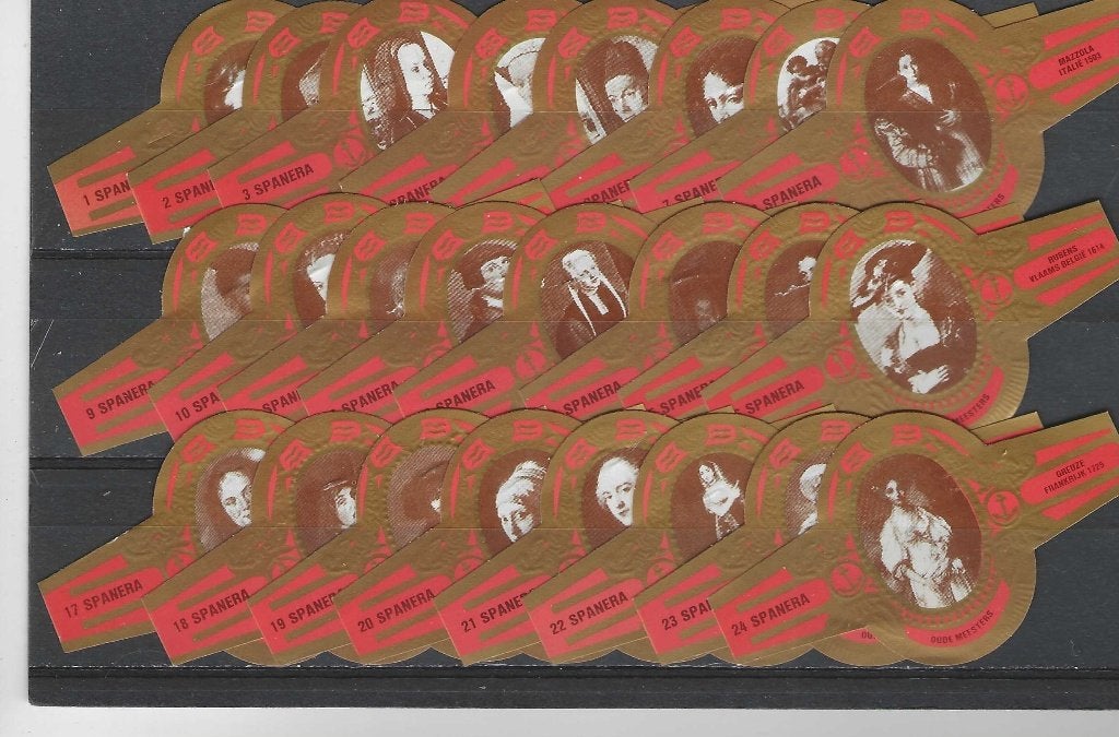 reeks 978  oude meesters 1 -24   sigarenbanden, Ophalen of Verzenden, Zo goed als nieuw, Sigarenbandjes