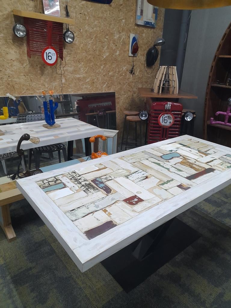 Sloophouten tafel / sloophouten kast / sloophouten meubels, Ophalen, Rechthoekig, 50 tot 100 cm
