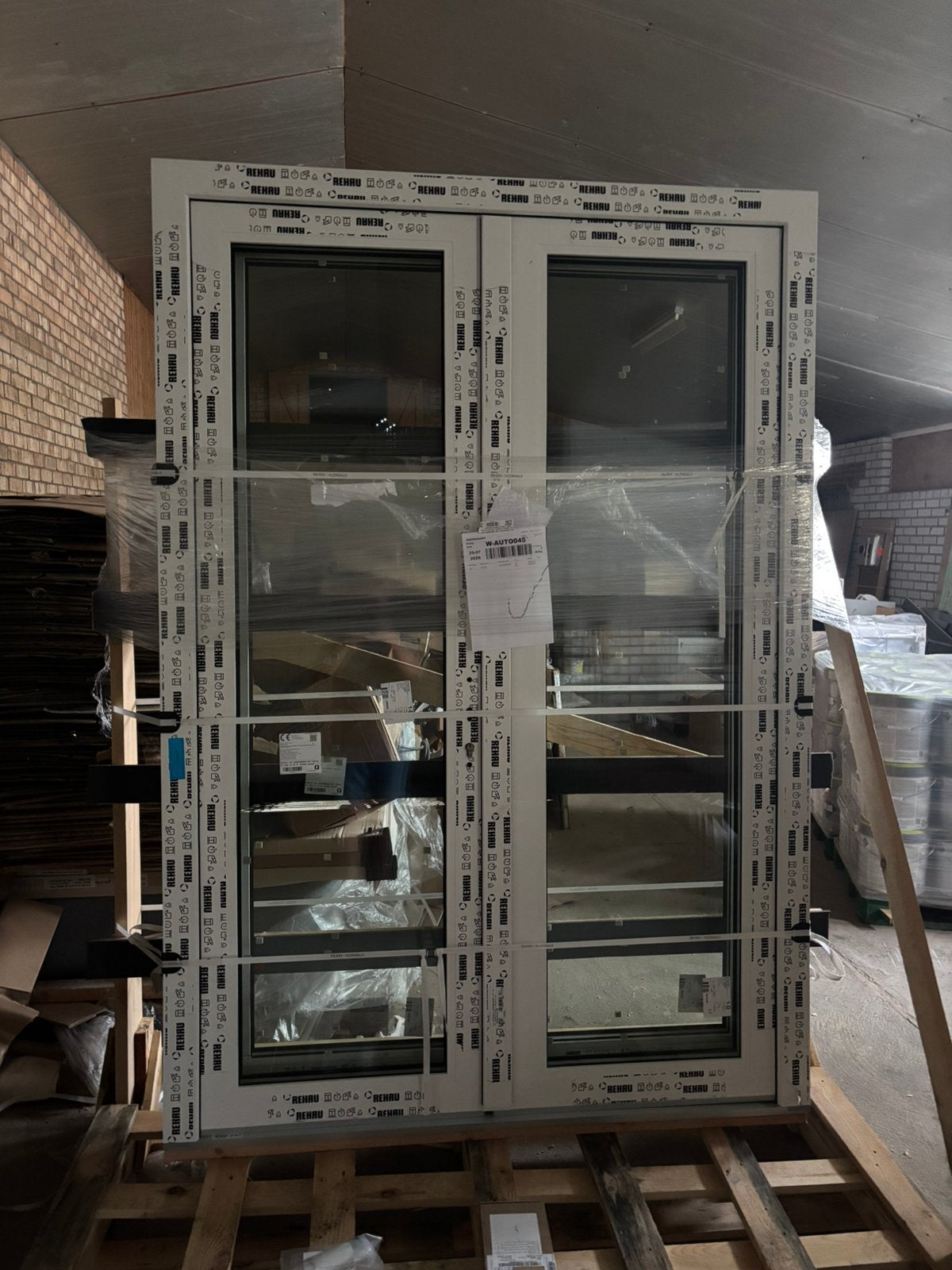 Nieuwe kuntstof kozijnen 2x openslaande deuren triple glas, Deurkozijn, Zo goed als nieuw, Hout, Ophalen